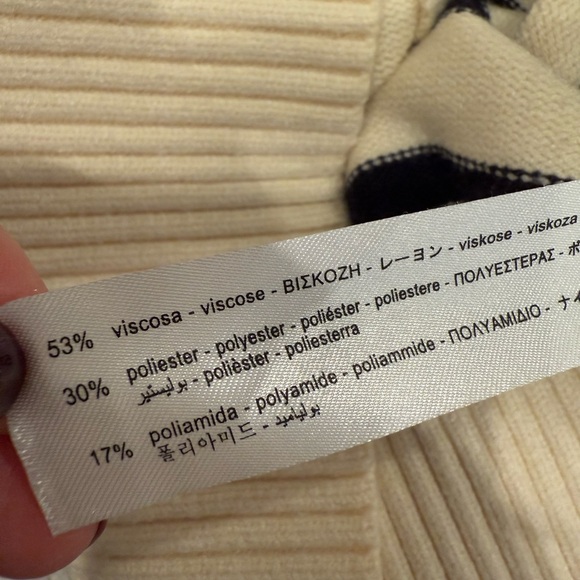 ZARA Stripe Cardigan Sweater in Ivory and Black Stripes button front‎ - Picture 6 of 6